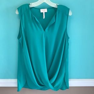 Ladies teal folded hem blouse